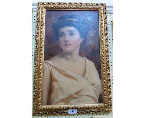 Charles William Birch: an ornate gilt framed oil on canvas portrait of a lady - signed with initials and with picture details