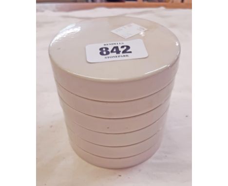 An early 20th Century Winsor &amp; Newton six piece ceramic stacking paint mixing palette set with black backstamp to bottom 