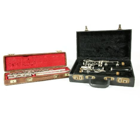 Boosey and Hawkes ‘Regent’ clarinet and flute, together with a violin, all cased (3)               
