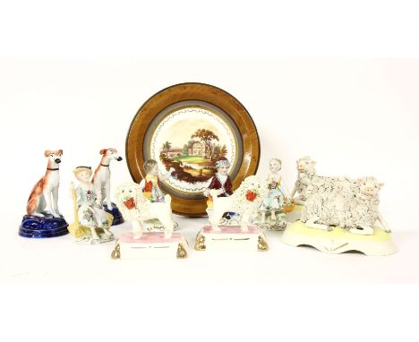 A collection of ceramic figures, to include Sitzendorf figures representing the four seasons, Staffordshire style figures of 