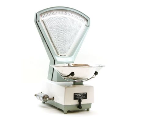 A set of post war Avery scales, in a pale blue finish