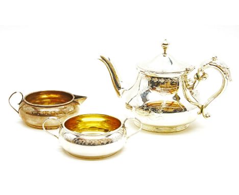 An American silver three piece tea service, by Meridan Brittania Company (3)