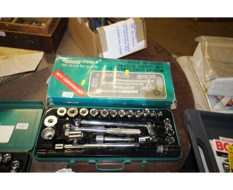 A quantity of Kamasa-Tools No.4892 ½" square drive socket wrench set, in fitted metal case