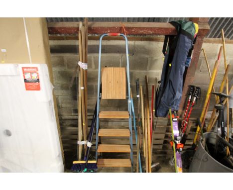 A Qualcast "Aerolite" metal and wooden folding step ladder