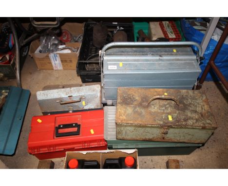 Six various plastic and metal tool boxes and contents of various tools etc.