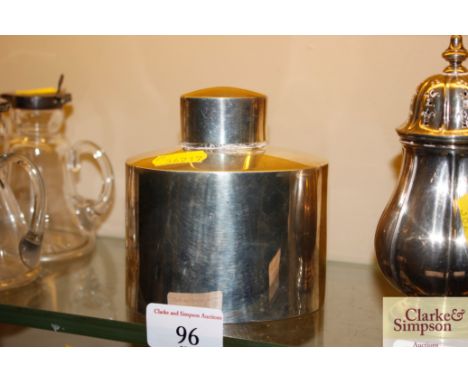 A silver tea caddy