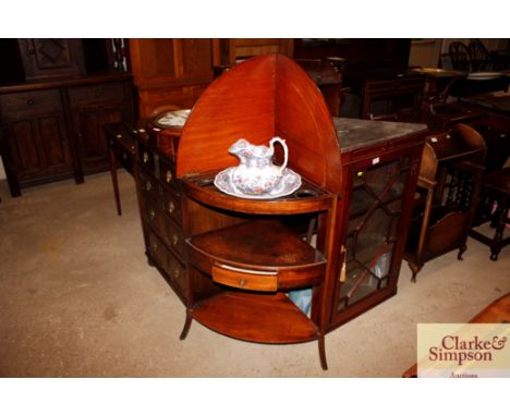 A 19th Century mahogany corner wash stand complete with jug and basin