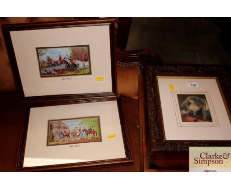 A pair of Cash's hunting embroidery's and H Cook steel engraving of a Victorian lady