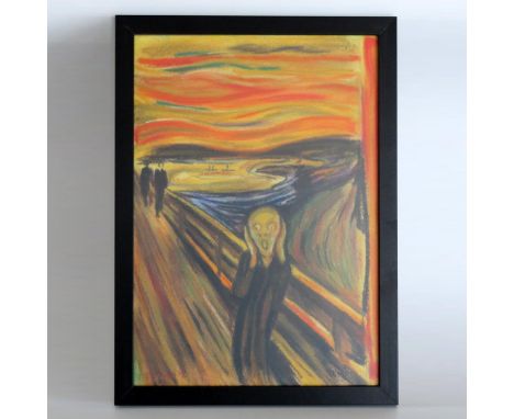 The Scream by Edvard Munch, mixed media, oil painting, watercolor, hand drawing.Dimensions (without frame)30 cm x 21 cmDimens