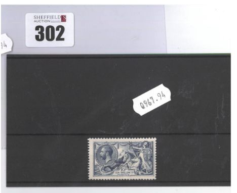 KGV Bradbury Wilkinson 10/-, dull grey blue, lightly mounted mint, centred to right.