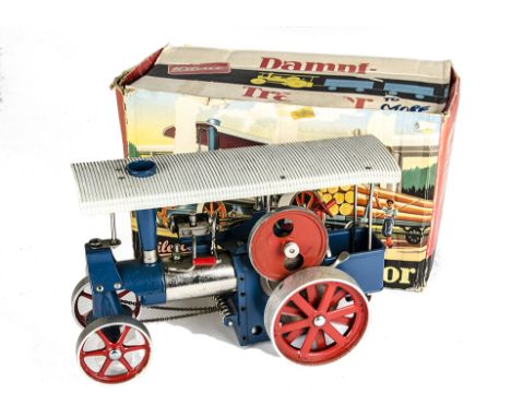 A Wilesco D40 Live Steam Traction Engine, in blue, red and silver, in original box, G, box F 