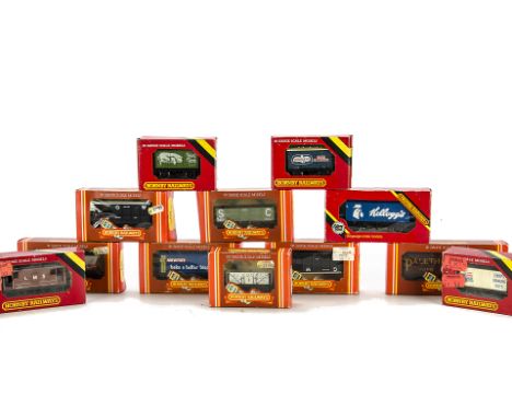 Hornby 00 Gauge Wagons, including R126 Car Transporters (2), R733 Palethorpes Vans (2), R727 McVities Van (2), R249 Speedlink