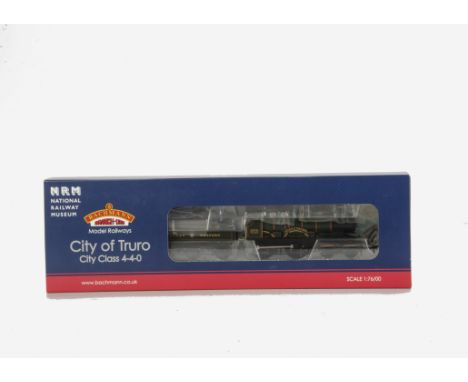A Bachmann OO Gauge NRM Special Edition GWR 'City of Truro' 4-4-0 Locomotive and Tender, with Bachmann ref 31-725A NRM, depic