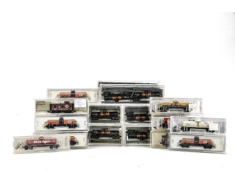 American N Gauge Freight Tank Cars by Atlas and others, comprising four special 'Neal's' edition Atlas 'Hooker' tanks in oran