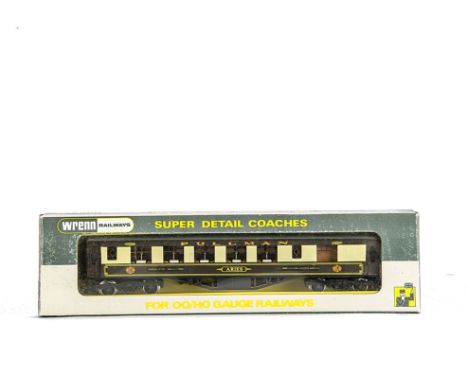 Rare Wrenn 00 Gauge W6012B Chocolate and Cream Golden Arrow Pullman Coaches 'Aries', 1st Class, (2), in original late P4 boxe