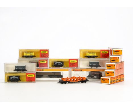 Minitrix Graham Farish and Arnold N Gauge UK and Continental outline Rolling Stock,  Minitrix UK wagons (9, two unboxed), unb
