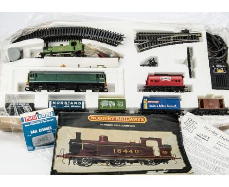 Hornby 00 Gauge R691 BR Freight Set, comprising BR green Class 25 Diesel , six trucks and track, in base of original box, tog