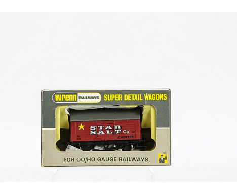 Wrenn 00 Gauge Wagons, W5017 'Pycroft' Ore Wagon x 2, both light green and black versions, W5018 'Star Salt' Salt Wagon x 2, 