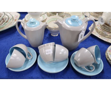 A Poole Pottery twintone aqua blue and seagull coffee set Condition Report: Available upon request