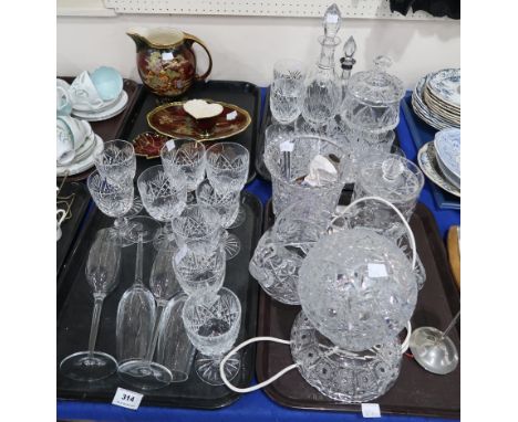 A set of Edinburgh crystal drinking glasses, tumblers &amp; a decanter, a silver topped decanter by Thomas Webb, John Rocha f