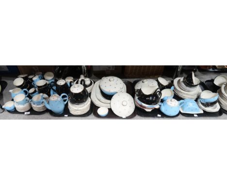 An extensive Alfred Meakin Morning Star &amp; Midnight Star pattern dinner service including tea and coffee pots, cups and sa