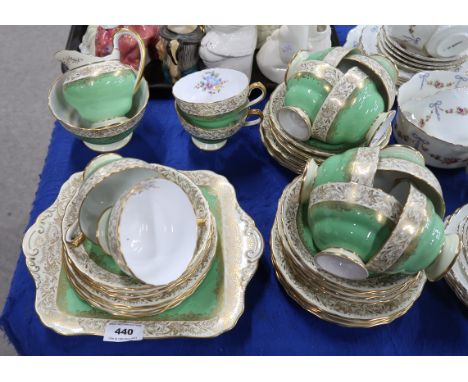 A Copeland Spode Ruskin pattern teaset including twelve cups, eleven saucers, twelve plates, milk jug and sugar bowl Conditio