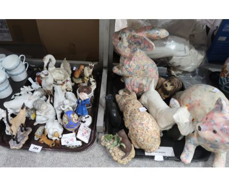 Nao figures of geese, Lladro cherubs and other white glazed examples, Border Fine Arts animal figures, decorative transfer pr