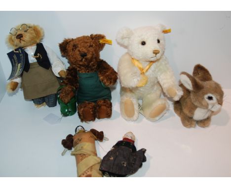 A tray lot including modern Steiff Teddy bears and various dolls Condition Report: Available upon request