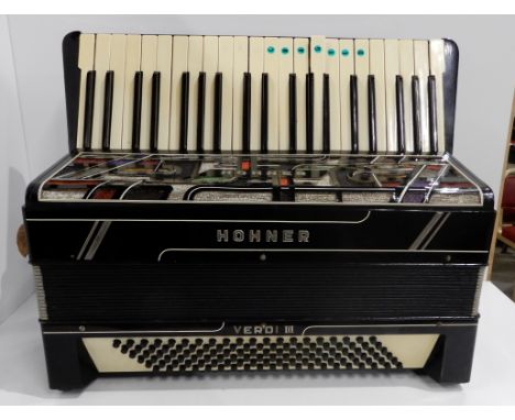 A Hohner Verdi iii 41 key 120 bass piano accordion with case Condition Report: Available upon request