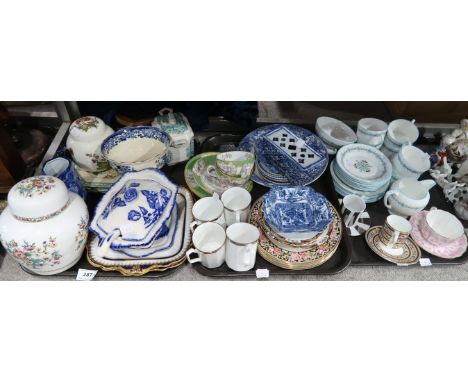 A Coalport floral decorated part tea service, Mintons Cockatrice pattern cups and saucers, Wedgwood Clio pattern plates, Maso