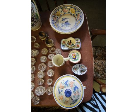 Pair of Early 20th Century Quimper pottery bowls and a collection of Quimper items