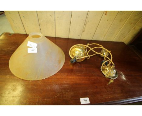 Brass &amp; Swirled Glass Light Fitting