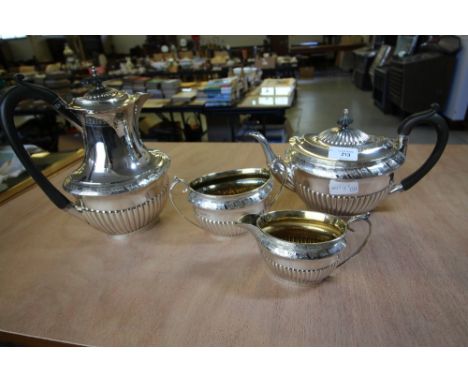 Victorian silver 3pc tea service by Walker &amp; Hall Sheffield 1898, gross weight 32ozs and a Walker &amp; Hall silver plate