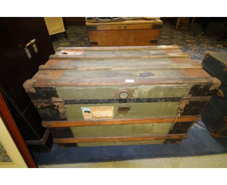 Ribbed Steamer Trunk - Cunard labels