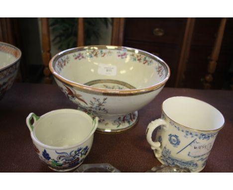 Aynsley Victorian Jubilee tankard for William Whitbury, Spode sugar basin and a Victorian rum butter bowl