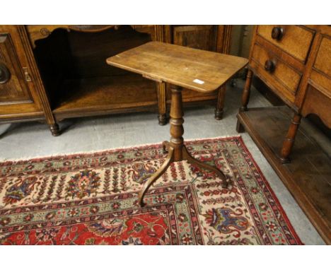 George III mahogany rectangular tripod table, splayed legs, 53cm wide x 35cm deep x 73cm high
