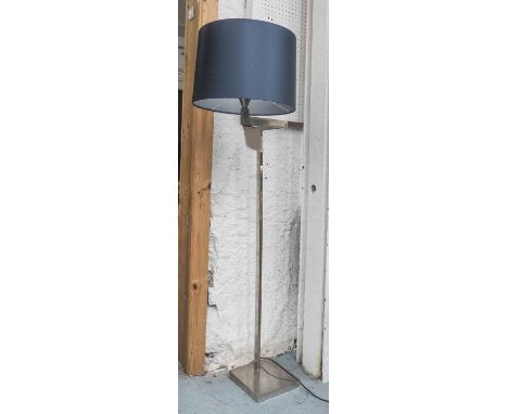 READING LAMP, chromed, with extending arm and midnight blue shade, 135cm H.