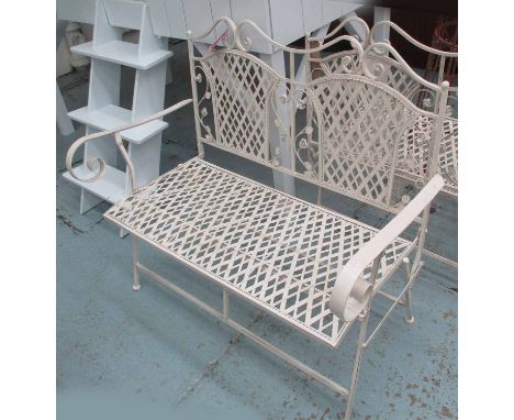 GARDEN BENCH, folding, in painted metal finish, 112cm L.