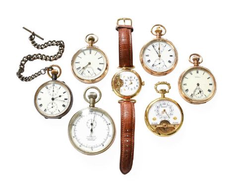 A Plated Hebdomas Eight Day Wristwatch, Plated Hebdomas Eight Day Pocket Watch, with Hebdomas pouch, Zenith Plated Singe Push