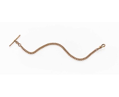 A 9 Carat Gold Watch Chain Section, suspending a t-bar, length 20cmGross weight 12.8 grams.