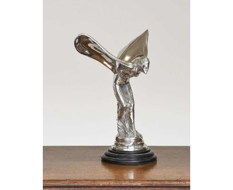A Reproduction Oversized "Spirit of Ecstasy" Figure, on stepped plinth, after the original Rolls-Royce car mascot, 36cm