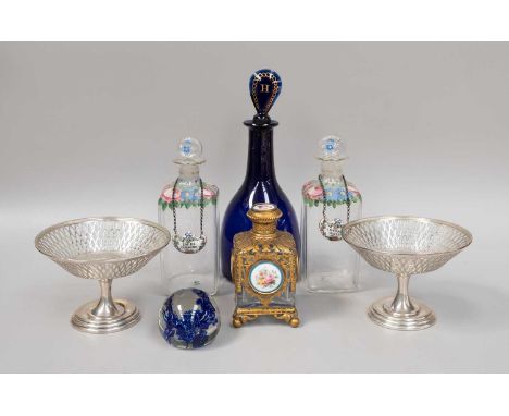 A Pair of George V Pierced Silver Pedestal Bon Bon Dishes, by Asprey &amp; Co, Birmingham, 1911, 12.5cm diameter, together wi
