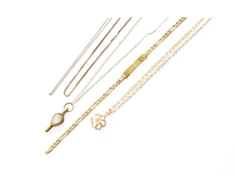 A Small Quantity of Jewellery, comprising of a cultured pearl pendant on a 9 carat gold chain, pendant length 1.7cm, chain le