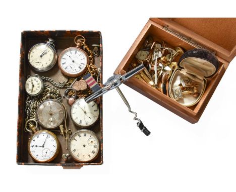 Two Silver Pocket Watches, Two Plated Pocket Watches, Two Nickel Plated Pocket Watches, Wristwatch Dial/Movement and Three Pl