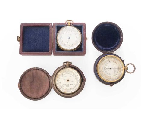 Three Cased Aneroid Pocket Barometers, by Newton &amp; Co., Negretti &amp; Zambra, one unsigned (3)
