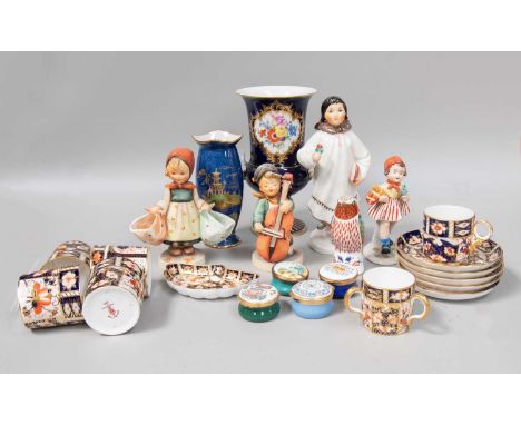 A Collection of British and European Ceramics, including a Meissen vase, a Lomonosov porcelain figure of a girl, Royal Crown 