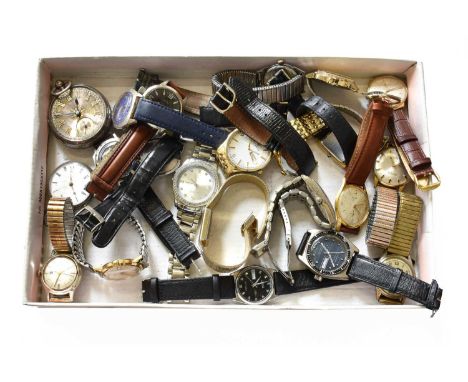 A Selection of Wristwatches by Timex, Accurist, Seawatch, Montine, Citizen, Rotary, etc, Silver Fob Watch and a Silver Open F
