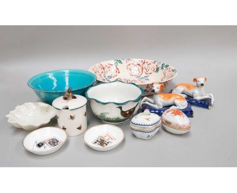 A Large Quantity of English and European Ceramics, to include - a Wemyss pottery honey jar, and a Wemyss pottery small bowl d