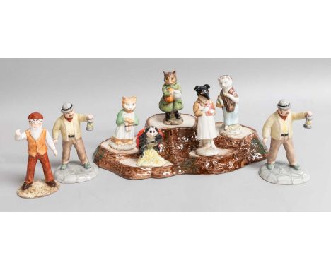 Beswick Beatrix Potter Figures, comprising: Pickles, Ginger, Susan, Simpkin, Mother Ladybird, Mr McGregor, and Farmer Potatoe