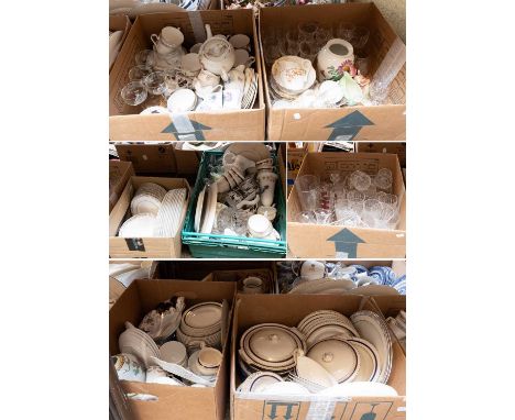 A Large Quantity of Pottery Porcelain and Glassware, including Coalport "Batwing" bowl, Noritake desert scenes, Royal Doulton